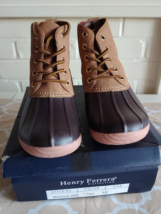 Henry Ferrera Shoes - Henry Ferrera Mission-200 Women's Size 10 Plaid Lined Duck Boots Tan Brown